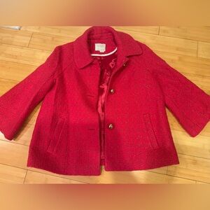 NEW! Never Worn! Kate Spade Sparkly Hot Pink Wool Coat 3/4 Sleeves Sz XL